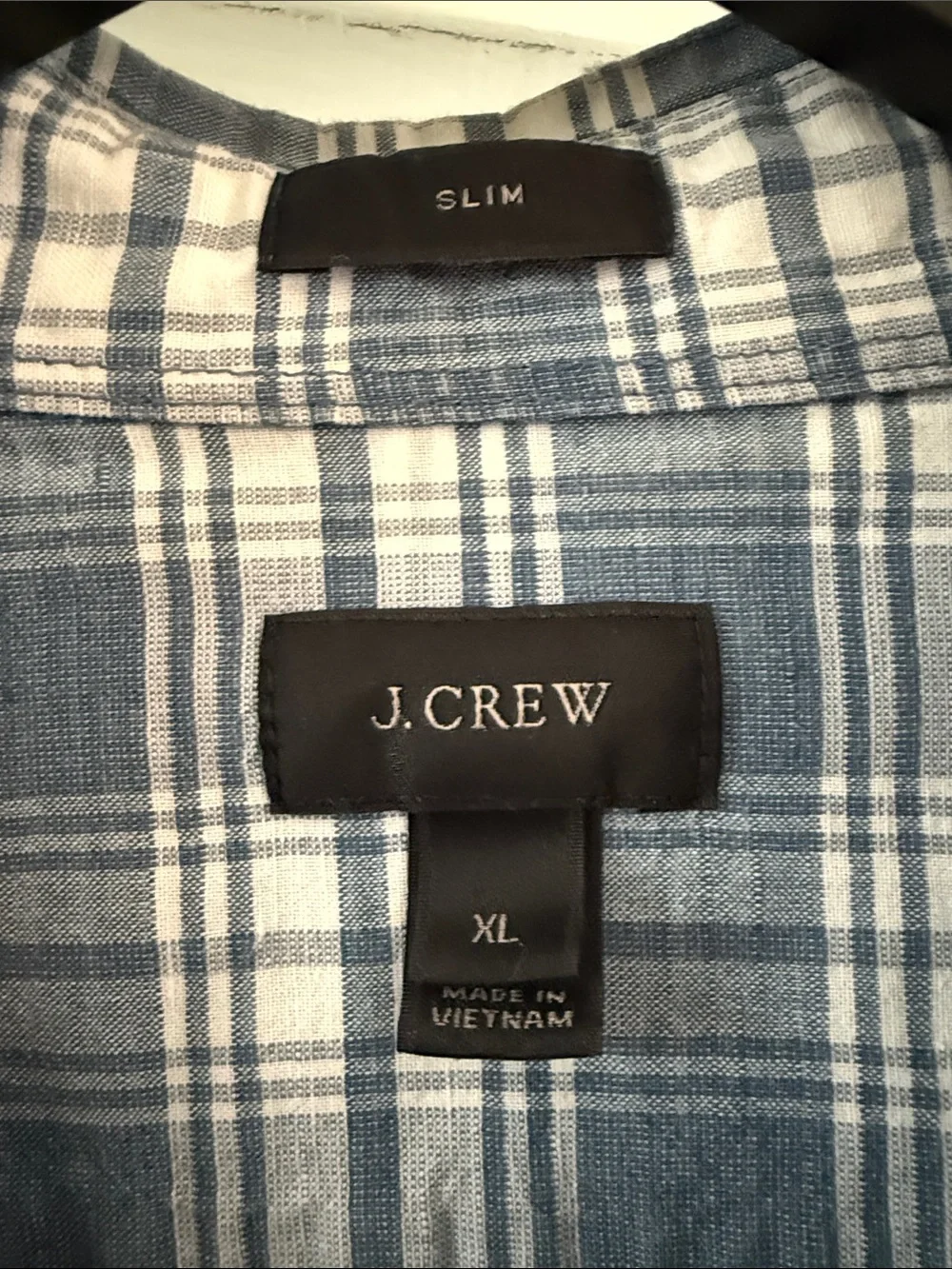 J. Crew Blue and White Plaid Button-Down Shirt